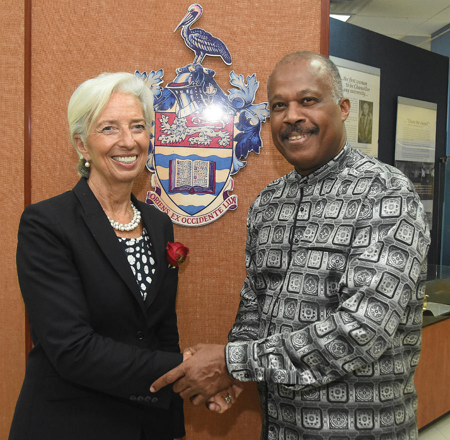 IMF's Managing Director, Ms. Christine Lagarde, pays an official visit to The UWI Regional Headquarters. She also delivered a special lecture at a student forum on The UWI Mona Campus.
