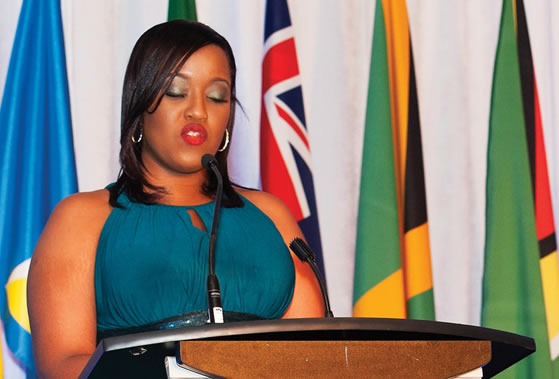 Scholarship recipient, Sathara Hendricks, at The UWI-Toronto Benefit Gala.