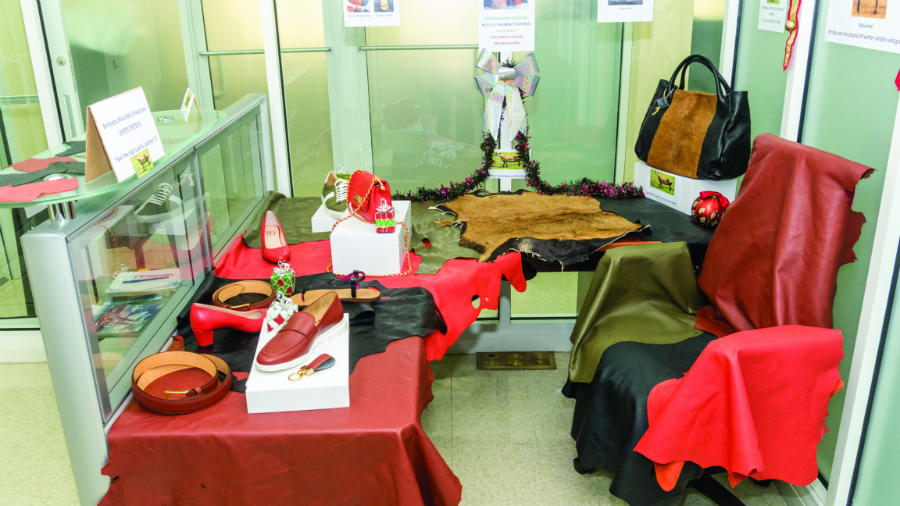 Leather products made from Barbados Blackbelly Sheep.